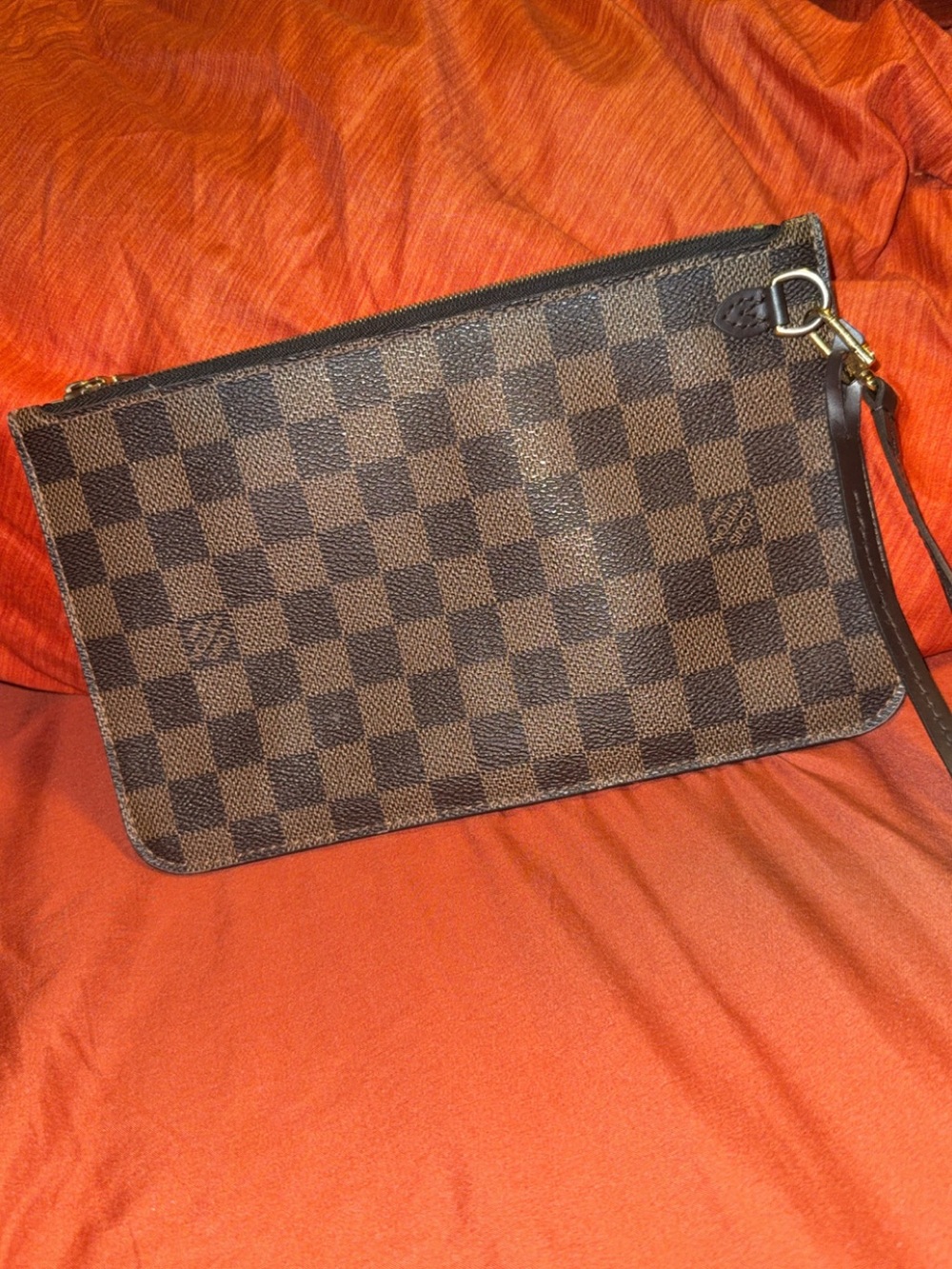 Louis Vuitton Brown Damier Ebene Wristlet Clutch